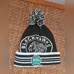 Youth Blackhawk winter classic touque/ beanie. Can fit adult with small Head